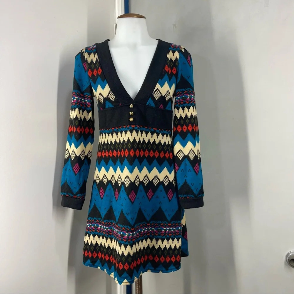 Women’s Colorful V Neck Dress .